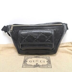 Gucci Waist Bag Crossbody GG Embossed Black